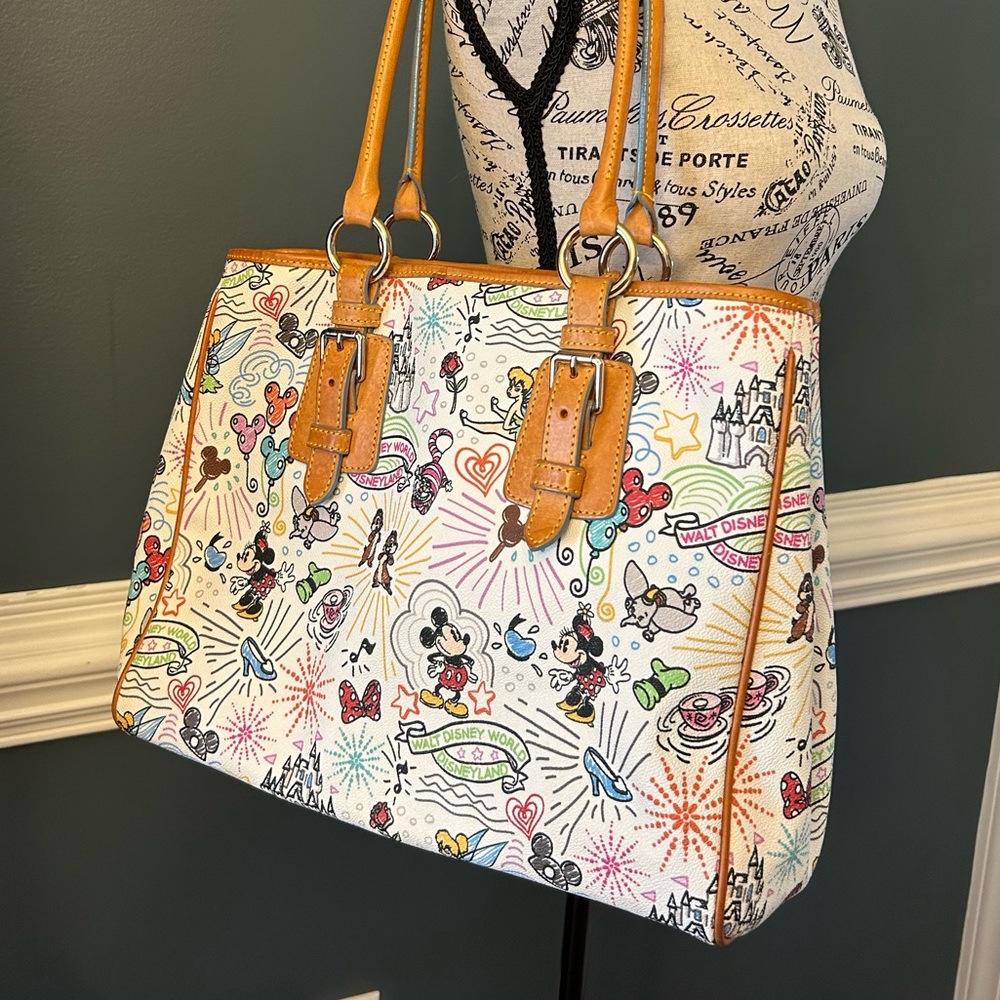 Disney Dooney & Bourke Multi Character Tote with Brown Handles